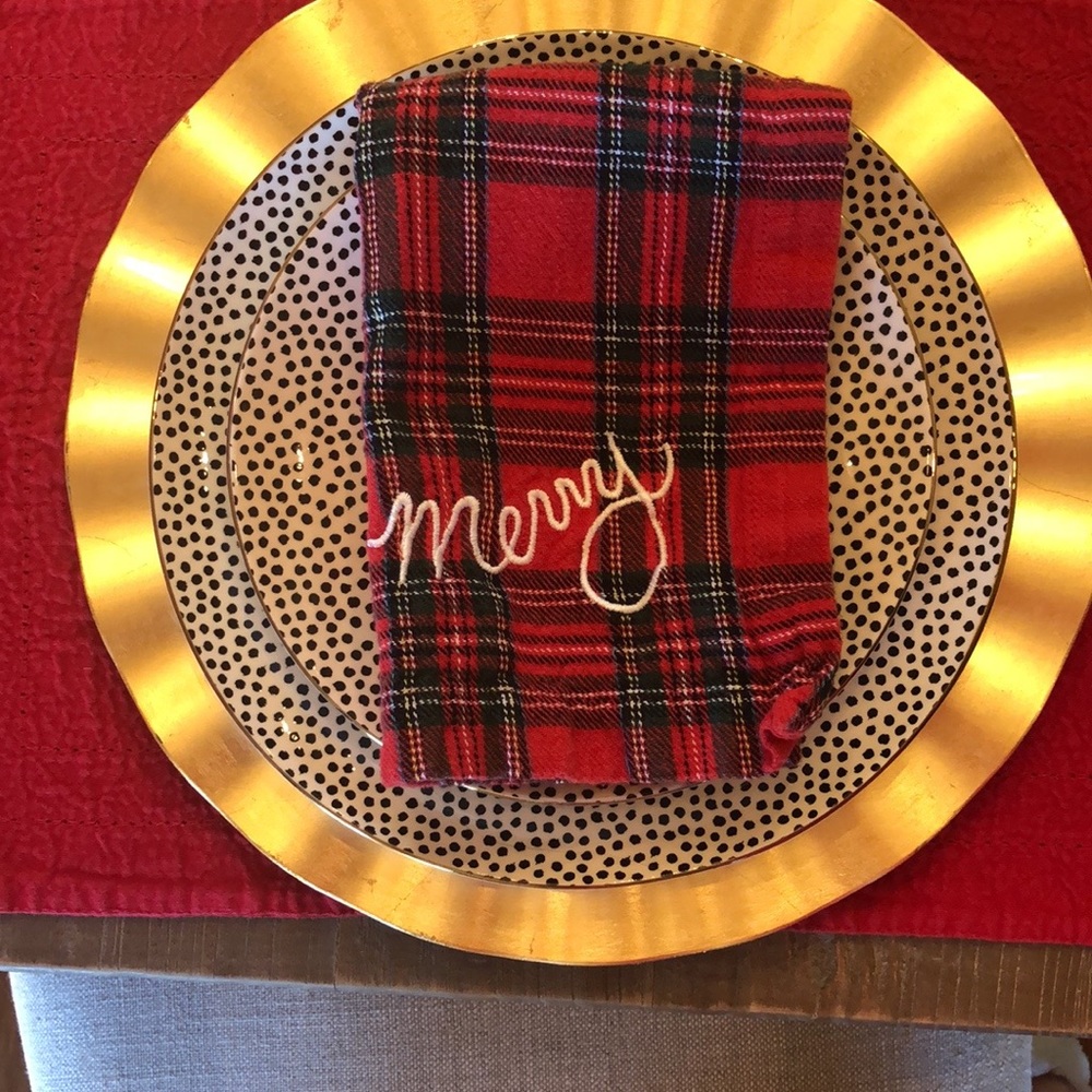 10 (in set) Pic Stitch Bordered Red Placemats
